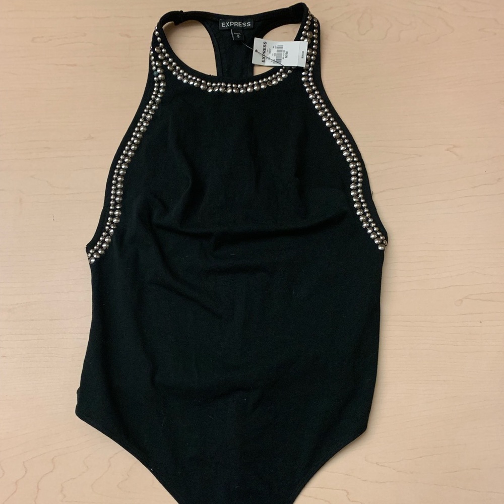 Black Express Bodysuit with silver studs